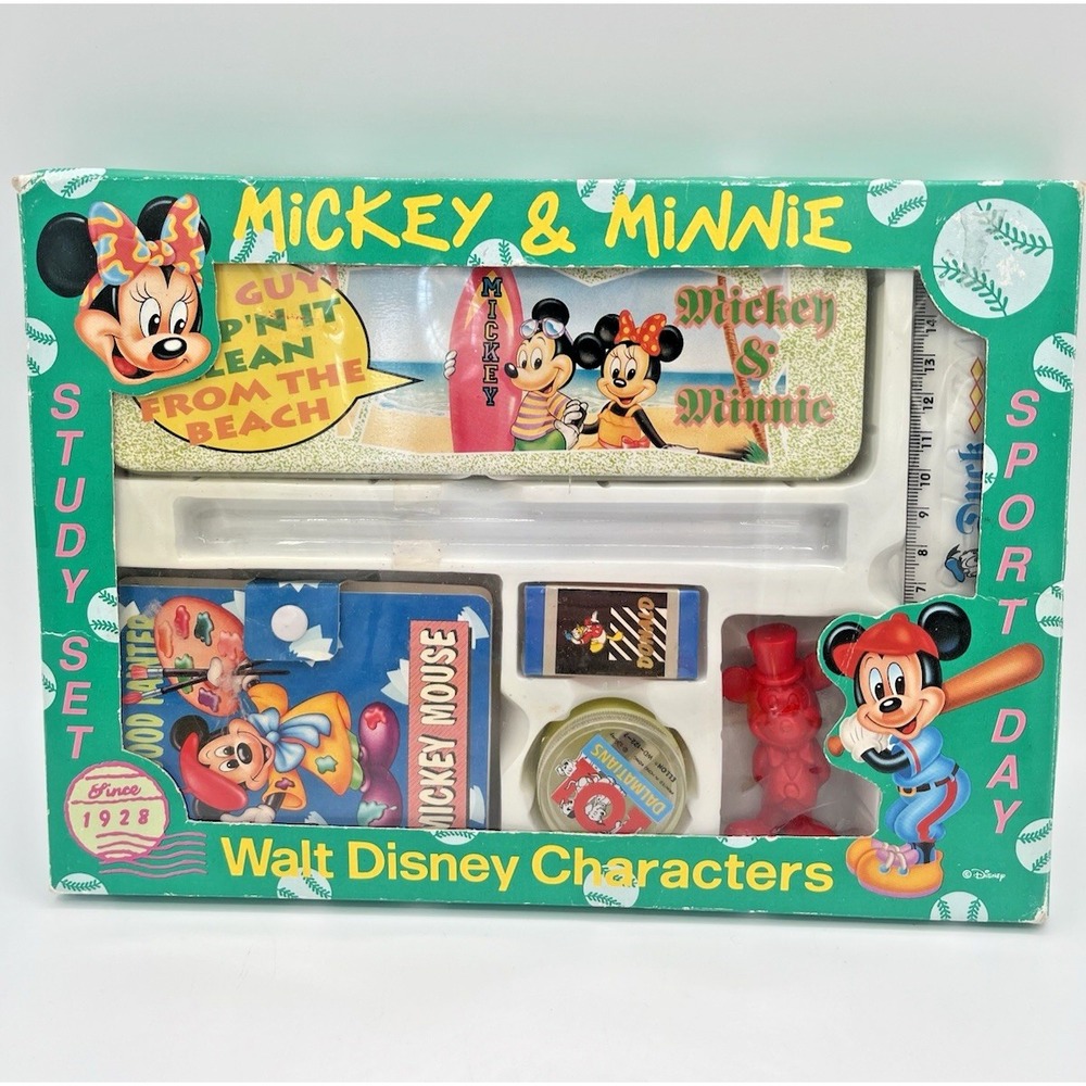 Walt Disney Mickey & Minnie School Study Set Stationery Kit Unused Incomplete